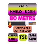 Avarson Öznur 2X1,5 N2XH Yer Altı Kablosu, 80 Metre, Alev İletmez
