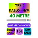 Avarson Öznur 2x2,5 NYM Antigron Kablo, 40 Metre, Gri