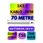 Avarson Öznur 2x2,5 NYM Antigron Kablo, 70 Metre, Gri