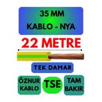 Avarson Öznur 35 MM NYA Enerji Kablosu, 22 Metre, Sarı-Yeşil