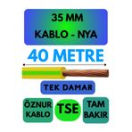 Avarson Öznur 35 MM NYA Enerji Kablosu, 40 Metre, Sarı-Yeşil