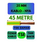 Avarson Öznur 35 MM NYA Enerji Kablosu, 45 Metre, Sarı-Yeşil