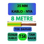 Avarson Öznur 35 MM NYA Enerji Kablosu, 8 Metre, Sarı-Yeşil