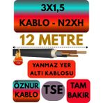 Avarson Öznur 3X1,5 N2XH (Alev Iletmez) Yer Altı Kablosu Metre Seçenekli - 12 METRE