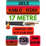 Avarson Öznur 3X1,5 N2XH (Alev Iletmez) Yer Altı Kablosu Metre Seçenekli - 17 METRE