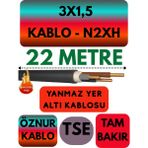 Avarson Öznur 3X1,5 N2XH (Alev Iletmez) Yer Altı Kablosu Metre Seçenekli - 22 METRE