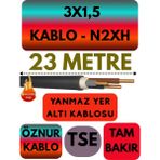 Avarson Öznur 3X1,5 N2XH (Alev Iletmez) Yer Altı Kablosu Metre Seçenekli - 23 METRE