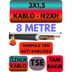 Avarson Öznur 3X1,5 N2XH (Alev Iletmez) Yer Altı Kablosu Metre Seçenekli - 8 METRE
