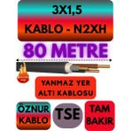 Avarson Öznur 3X1,5 N2XH (Alev Iletmez) Yer Altı Kablosu Metre Seçenekli - 80 METRE