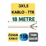 Avarson Öznur 3X1,5 TTR Kablo, 18 Metre, Beyaz