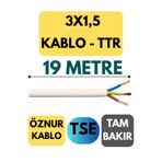 Avarson Öznur 3X1,5 TTR Kablo, 19 Metre, Beyaz