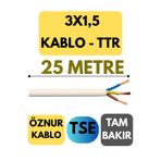 Avarson Öznur 3X1,5 TTR Kablo, 25 Metre, Beyaz