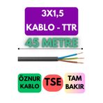 Avarson Öznur 3X1,5 TTR Kablo, 45 Metre, Siyah