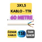 Avarson Öznur 3X1,5 TTR Kablo, 60 Metre, Beyaz