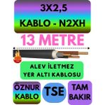 Avarson Öznur 3X2,5 N2XH (Alev Iletmez) Yer Altı Kablosu Metre Seçenekli - 13 METRE