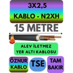 Avarson Öznur 3X2,5 N2XH (Alev Iletmez) Yer Altı Kablosu Metre Seçenekli - 15 METRE