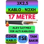 Avarson Öznur 3X2,5 N2XH (Alev Iletmez) Yer Altı Kablosu Metre Seçenekli - 17 METRE
