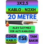 Avarson Öznur 3X2,5 N2XH (Alev Iletmez) Yer Altı Kablosu Metre Seçenekli - 20 METRE