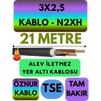 Avarson Öznur 3X2,5 N2XH (Alev Iletmez) Yer Altı Kablosu Metre Seçenekli - 21 METRE
