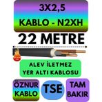 Avarson Öznur 3X2,5 N2XH (Alev Iletmez) Yer Altı Kablosu Metre Seçenekli - 22 METRE