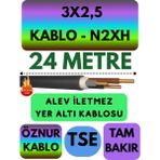 Avarson Öznur 3X2,5 N2XH (Alev Iletmez) Yer Altı Kablosu Metre Seçenekli - 24 METRE