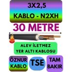 Avarson Öznur 3X2,5 N2XH (Alev Iletmez) Yer Altı Kablosu Metre Seçenekli - 30 METRE