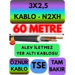 Avarson Öznur 3X2,5 N2XH (Alev Iletmez) Yer Altı Kablosu Metre Seçenekli - 60 METRE