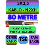 Avarson Öznur 3X2,5 N2XH (Alev Iletmez) Yer Altı Kablosu Metre Seçenekli - 80 METRE