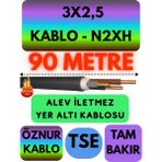 Avarson Öznur 3X2,5 N2XH (Alev Iletmez) Yer Altı Kablosu Metre Seçenekli - 90 METRE