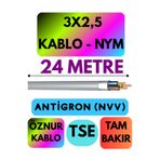 Avarson Öznur 3x2,5 NYM Antigron Kablo, 24 Metre, Gri