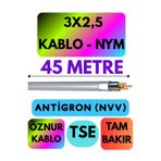 Avarson Öznur 3x2,5 NYM Antigron Kablo, 45 Metre, Gri