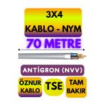 Avarson Öznur 3x4 NYM Antigron Kablo, 70 Metre, Gri