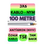Avarson Öznur 3x6 NYM Antigron Kablo, 100 Metre, Gri
