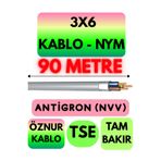 Avarson Öznur 3x6 NYM Antigron Kablo, 90 Metre, Gri