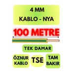 Avarson Öznur 4 MM NYA Kablo, 100 Metre, Sarı-Yeşil