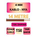 Avarson Öznur 4 MM NYA Kablo, 14 Metre, Kahverengi