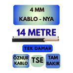 Avarson Öznur 4 MM NYA Kablo, 14 Metre, Siyah