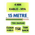 Avarson Öznur 4 MM NYA Kablo, 15 Metre, Sarı-Yeşil