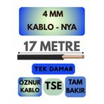 Avarson Öznur 4 MM NYA Kablo, 17 Metre, Siyah