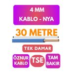 Avarson Öznur 4 MM NYA Kablo, 30 Metre, Mavi
