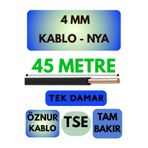 Avarson Öznur 4 MM NYA Kablo, 45 Metre, Siyah