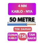 Avarson Öznur 4 MM NYA Kablo, 50 Metre, Mavi, Enerji Kablosu