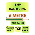 Avarson Öznur 4 MM NYA Kablo, 6 Metre, Sarı-Yeşil