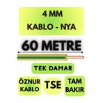 Avarson Öznur 4 MM NYA Kablo, 60 Metre, Sarı-Yeşil