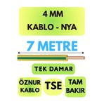 Avarson Öznur 4 MM NYA Kablo, 7 Metre, Sarı-Yeşil