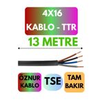 Avarson Öznur 4X16 TTR Kablo Metre Seçenekli (Siyah) 13 METRE
