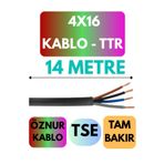Avarson Öznur 4X16 TTR Kablo Metre Seçenekli (Siyah) 14 METRE