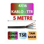 Avarson Öznur 4X16 TTR Kablo Metre Seçenekli (Siyah) 5 METRE