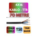 Avarson Öznur 4X16 TTR Kablo Metre Seçenekli (Siyah) 70 METRE
