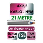 Avarson Öznur 4x2,5 NYM Antigron Kablo, 21 Metre, Gri